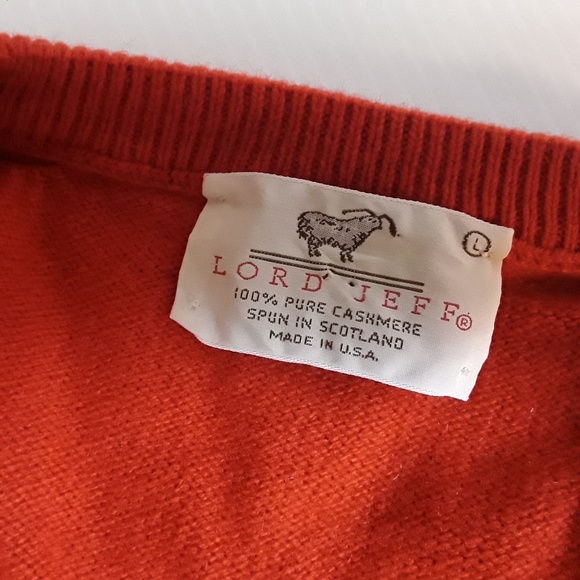 VTG Lord Jeff Scottish Red Cashmere Vneck Sweater - Picture 4 of 8